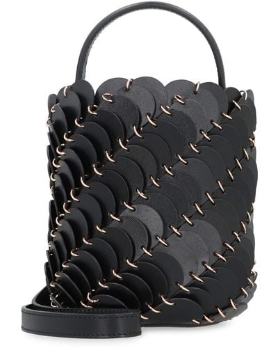 Rabanne Paco Bucket Leather Mini Bag - Black