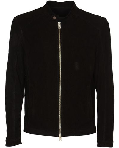 DFOUR® Band Collar Zipped Jacket - Black