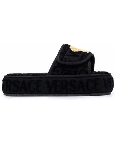 Versace Allover Slippers - Black