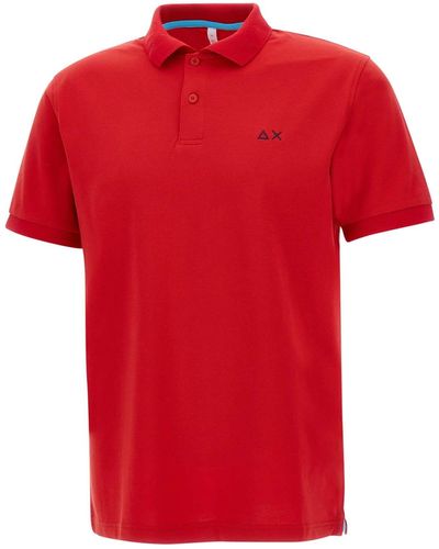 Sun 68 Solid Pique Cotton Polo Shirt - Red