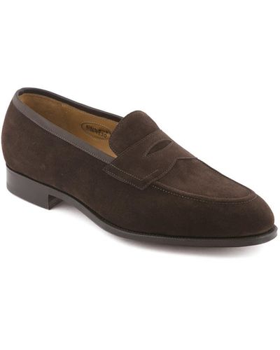 Edward Green Piccadilly Mocca Suede Penny Loafer - Brown