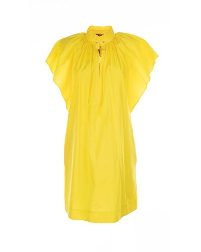 Max Mara Studio Ruffled Short-Sleeved Dress - Yellow
