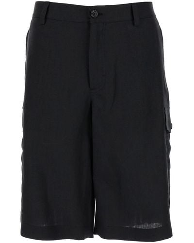 Dolce & Gabbana Linen Cargo Bermuda Shorts For - Black
