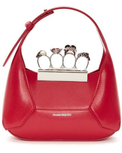Alexander McQueen The Jeweled Hobo Mini Bag - Red