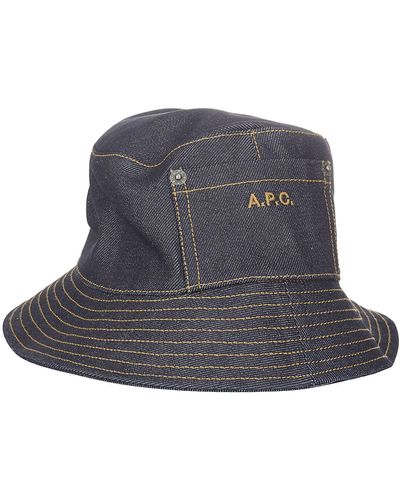 A.P.C. Logo Embroidered Bucket Hat - Blue
