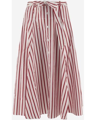 Polo Ralph Lauren Striped Cotton Skirt - Red