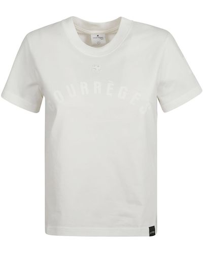 Courreges Logo Print Round Neck T-Shirt - White
