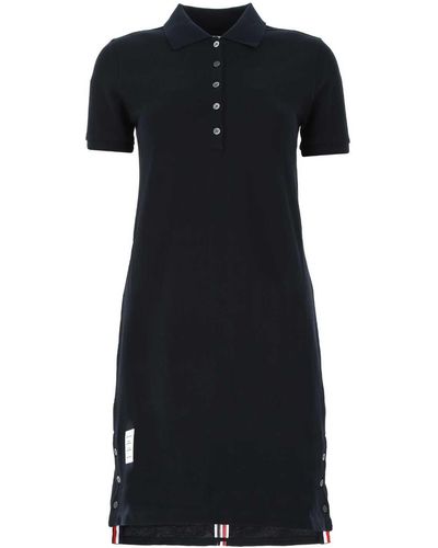 Thom Browne Midnight Piquet Polo Shirt Dress - Black