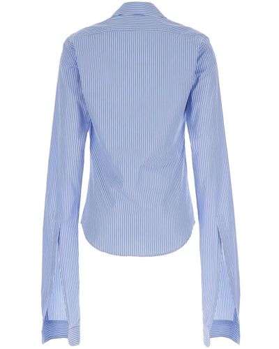 Coperni White And Light Blue Shirt With Knotted Cuffs In Cotton