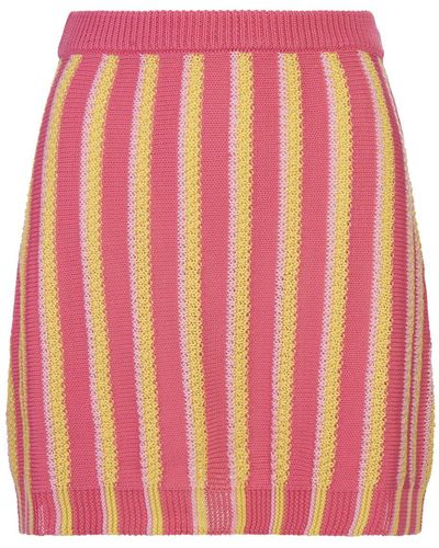 Marni And Striped Knitted Mini Skirt - Pink