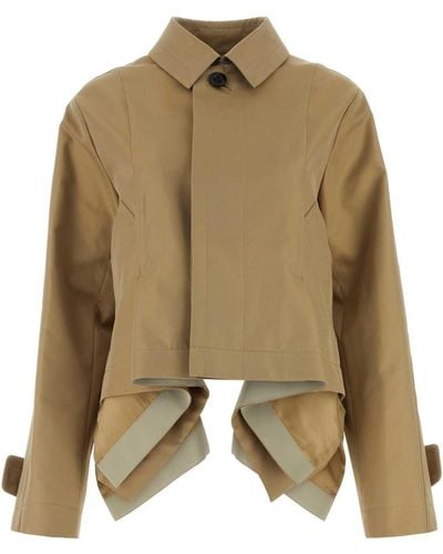 Sacai Cotton Blend Trench Coat - Natural