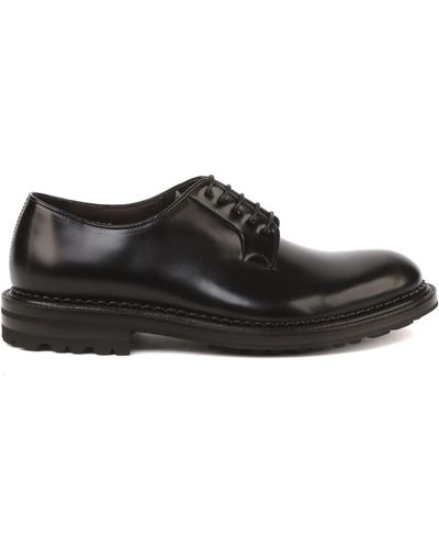 Green George Derby Lace-up Shoes In Brushed Calfskin - Black