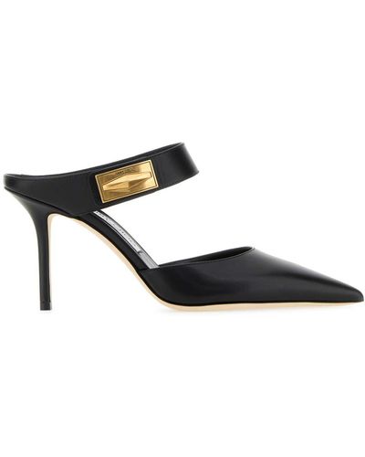 Jimmy Choo Leather Nell Mules - Black