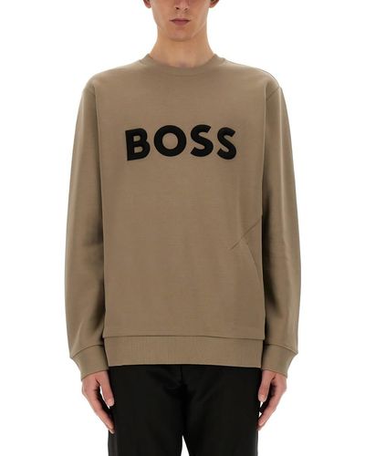 BOSS Sweatshirt With Logo - Natural