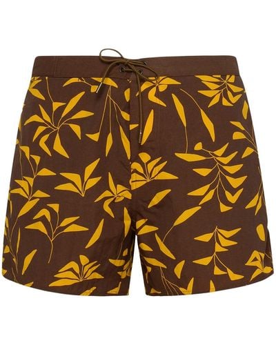 Saint Laurent Sunset-print Swim Shorts - Brown