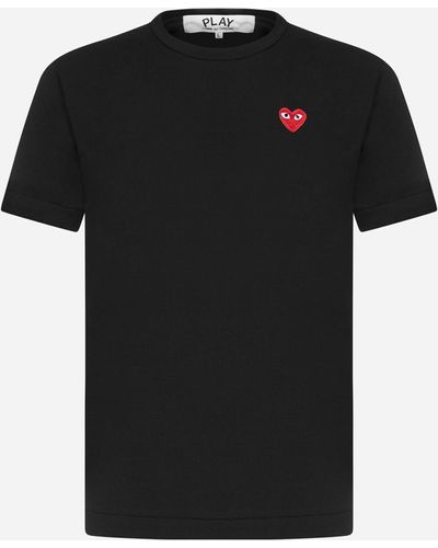 Comme des Garçons Double Heart Patch Cotton T-Shirt - Black