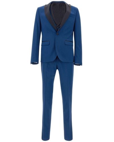 Manuel Ritz Three-Piece Formal Suit - Blue