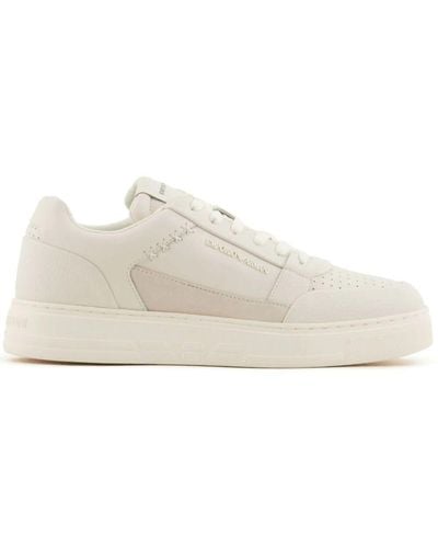 Emporio Armani Suede Sneaker Shoes - White
