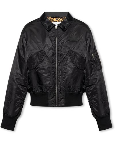 Moschino Jacket With Rubber Logo Patch - Black