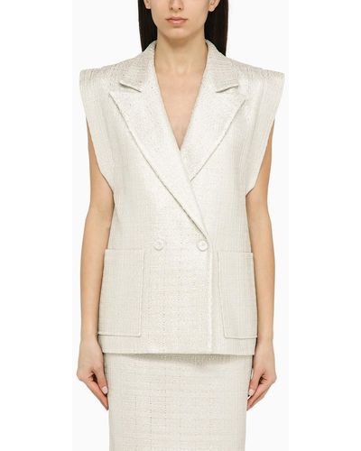 FEDERICA TOSI Double-Breasted Cotton-Blend Waistcoat - White