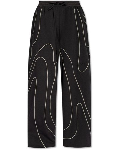 Y-3 Piping-detailed Wide-leg Trousers - Black