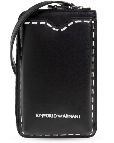 Emporio Armani Strapped Phone Holder, - Black