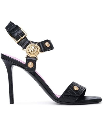 Balmain Black Leather Sandals