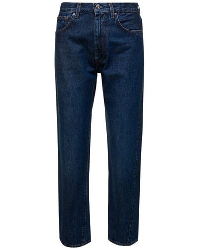 Totême Cropped Straight Jeans In E Denim Cotton Woman - Blue