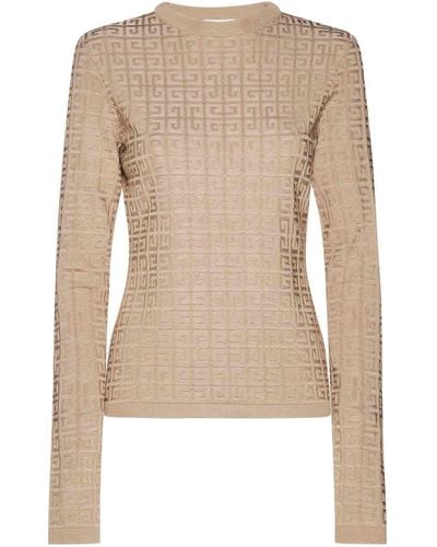 Givenchy 4G Jacquard Slim-Fit Knit Sweater - Natural