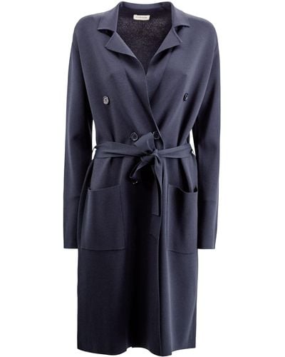 P.A.R.O.S.H. Knitted Double-Breasted Midi Coat - Blue