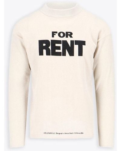 ERL For Rent Sweater Knit Off Knitted T-Shirt With Long Sleeves - Natural