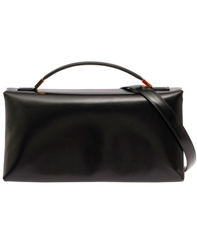 Marni 'prisma' Black Handbag With Embossed Logo In Smooth Leather Woman