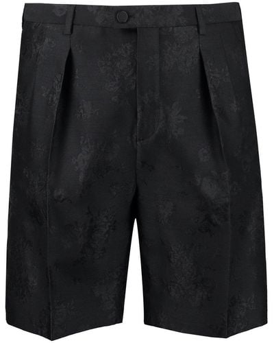 Saint Laurent High Waist Jacquard Shorts - Black