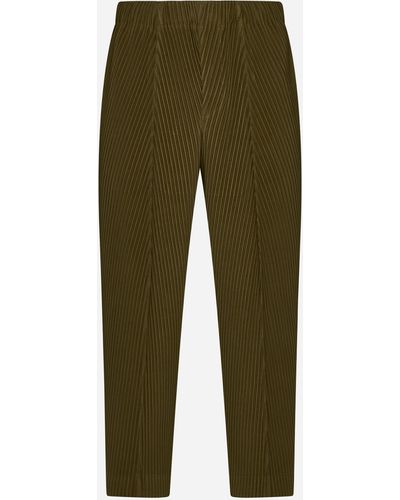 Homme Plissé Issey Miyake Pleated Fabric Pants - Green