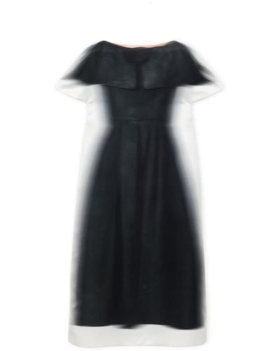 Loewe Blurred-print Silk-satin Midi Dress - Black