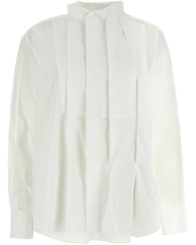Sacai Polyester Blend Chiffon Mix Cotton Poplin Shirt - White
