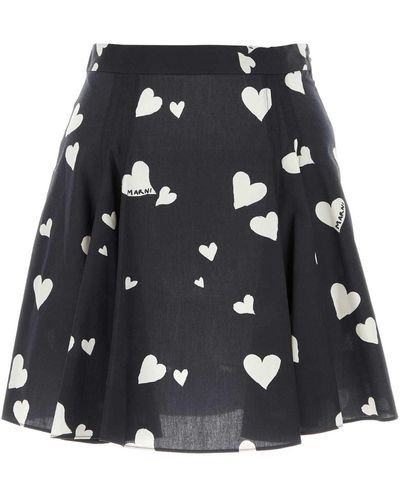 Marni Printed Cotton Mini Skirt - Black