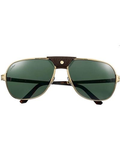 Cartier Ct0165S Santos De Cartier 008 Sunglasses - Green
