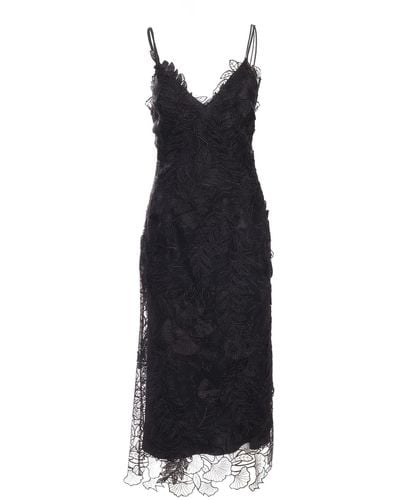 Alberta Ferretti Floral Embroidery Dress - Black