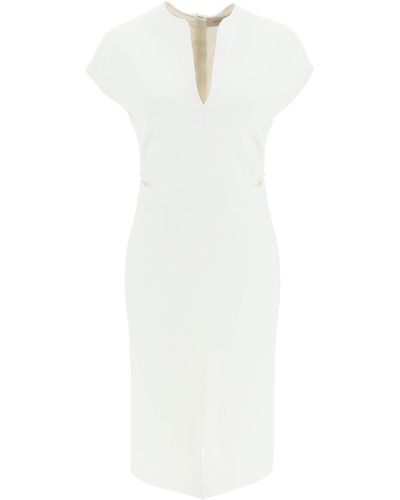 Agnona Wool Crepe Sheath Dress - White