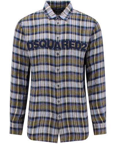 DSquared² And Check Linen Shirt - Blue