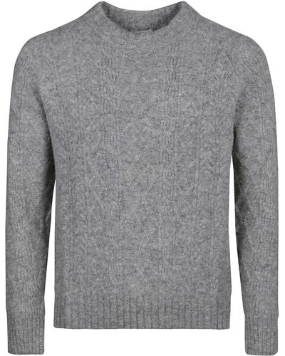 Ballantyne Aran Round Neck Sweater - Gray