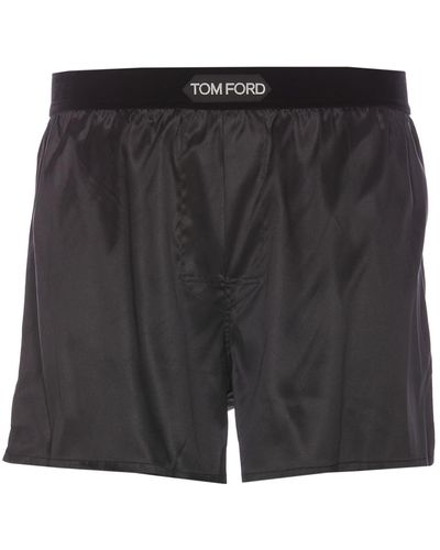 Tom Ford Logo Silk Boxer - Black