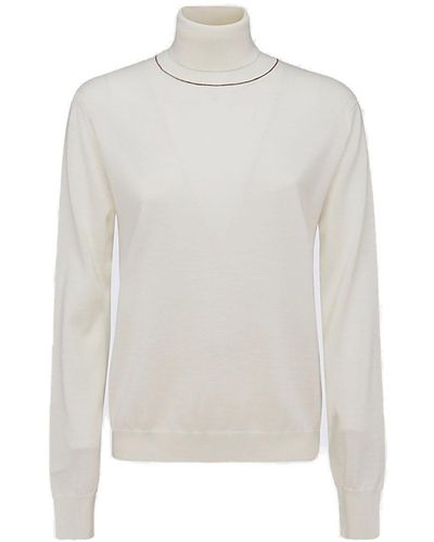 Maison Margiela Roll-Neck Knitted Sweater - White