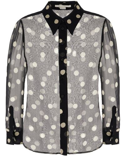 Stella McCartney Polka Dot Printed Semi-Sheer Shirt - Black