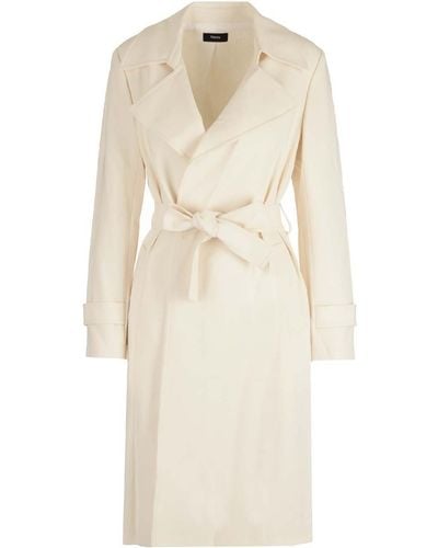 Theory Oaklane Trench Belted Coat - Natural