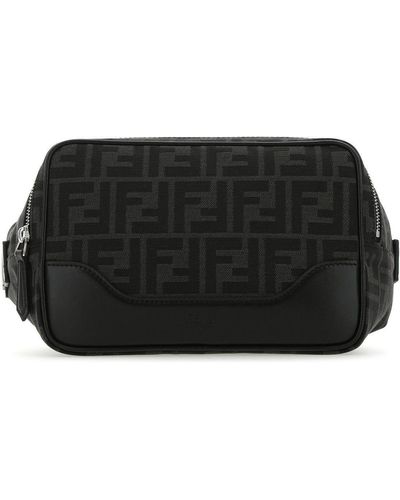 Fendi Embroidered Polyester Belt Bag - Black