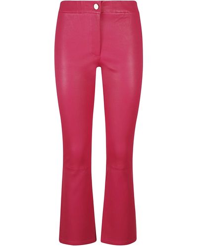Women's Leather Pants, Silvia Red High Waisted Pants
