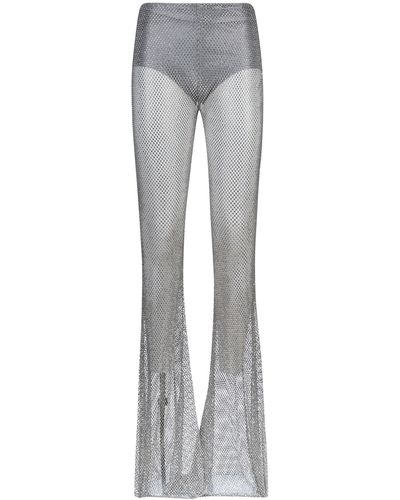 GIUSEPPE DI MORABITO Rhinestone Embellished Net Pants - Gray
