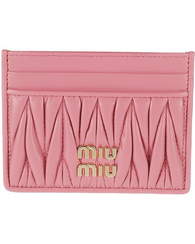 Miu Miu Logo Front Card Holder - Pink